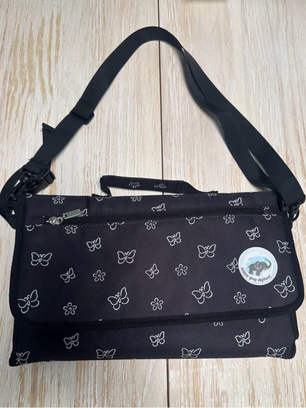 Black Butterfly Print Portable Baby Changing Mat